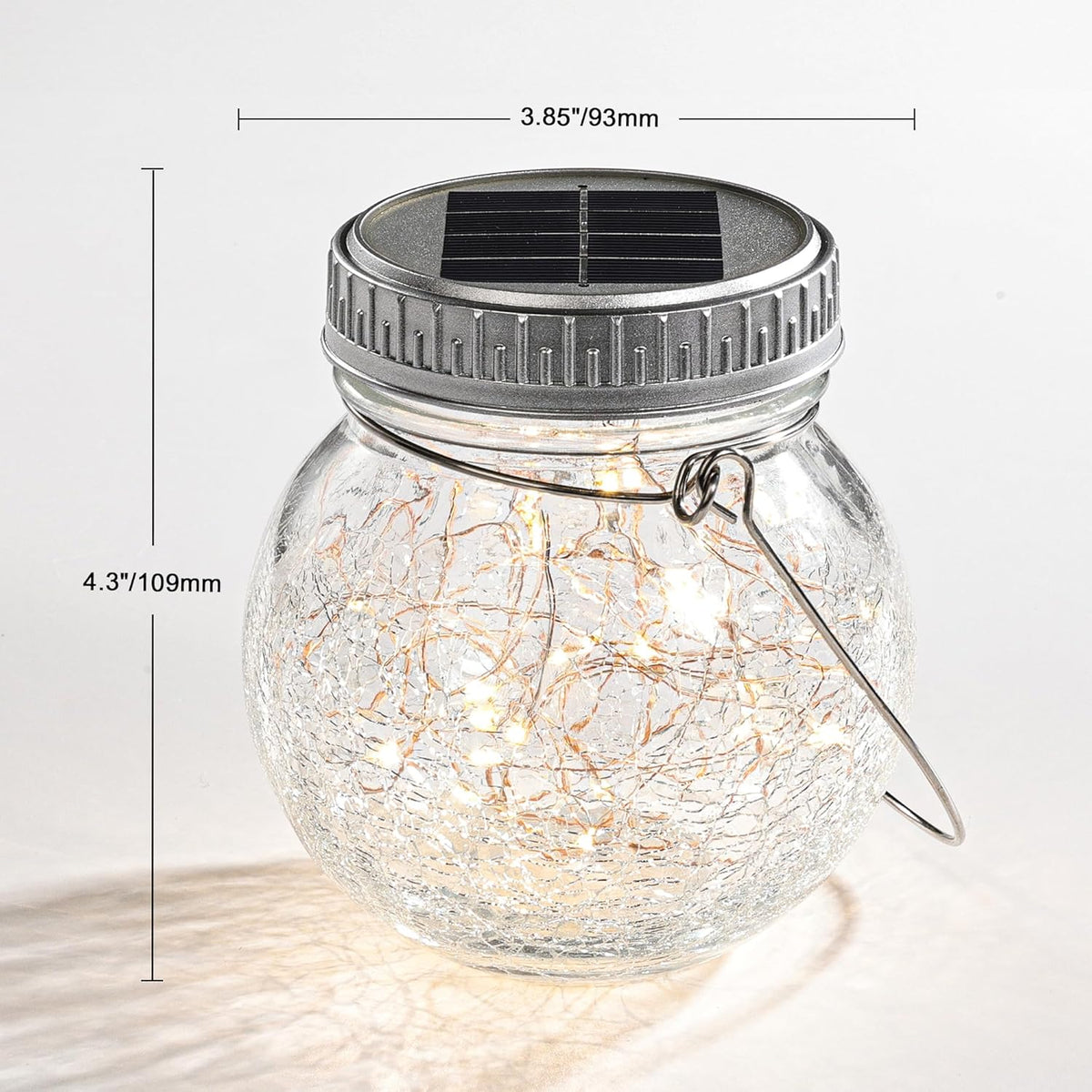 Cooo 6 Pack Crackle Glass Solar Lantern with 30 LED Firefly Lights– Waterproof Outdoor Hanging Lamp