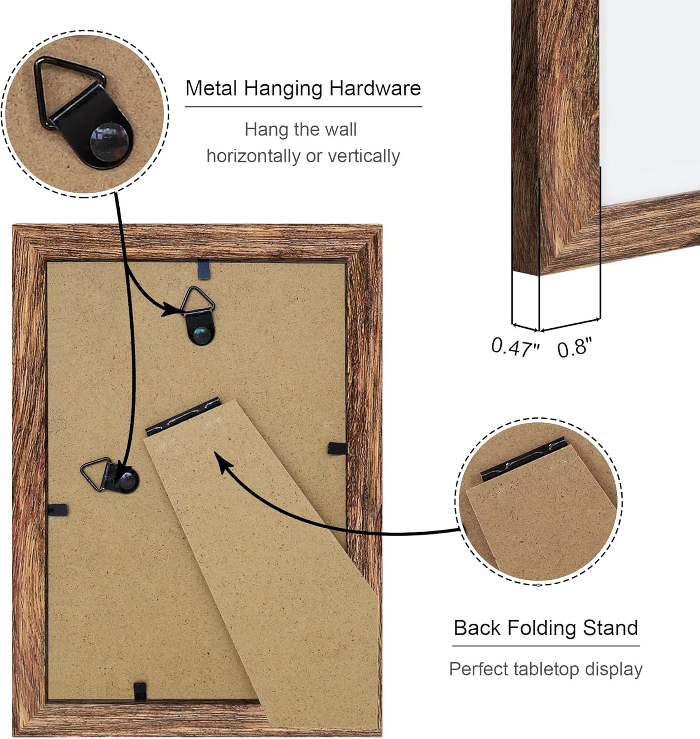 4x6 Picture Frame Set of 4, 4 x 6 Wood Photo Frames with Mat for 3.5x5, Natural Wooden Frame with