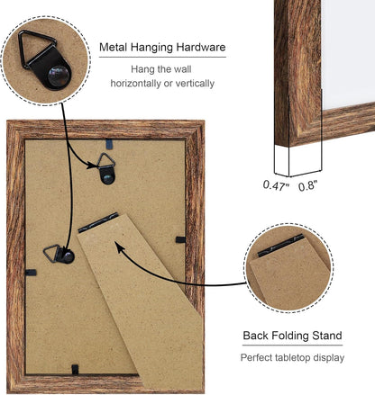 4x6 Picture Frame Set of 4, 4 x 6 Wood Photo Frames with Mat for 3.5x5, Natural Wooden Frame with