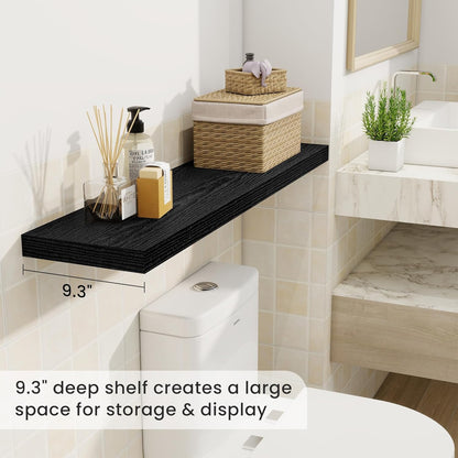 Fun Memories 40" Rustic Wood Floating Shelves with Invisible Brackets for Storage & Decor, Deep