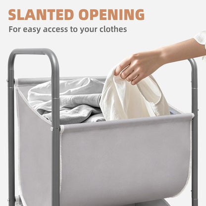 STORAGE MANIAC 120 Liters Vertical Rolling Laundry Hamper, 3 Section Laundry Sorter with Wheels and