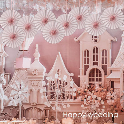 Pink Birthday Decorations,DIY Pink Paper Fans Hanging Decoration ,Party Supplies Party Fans 12in