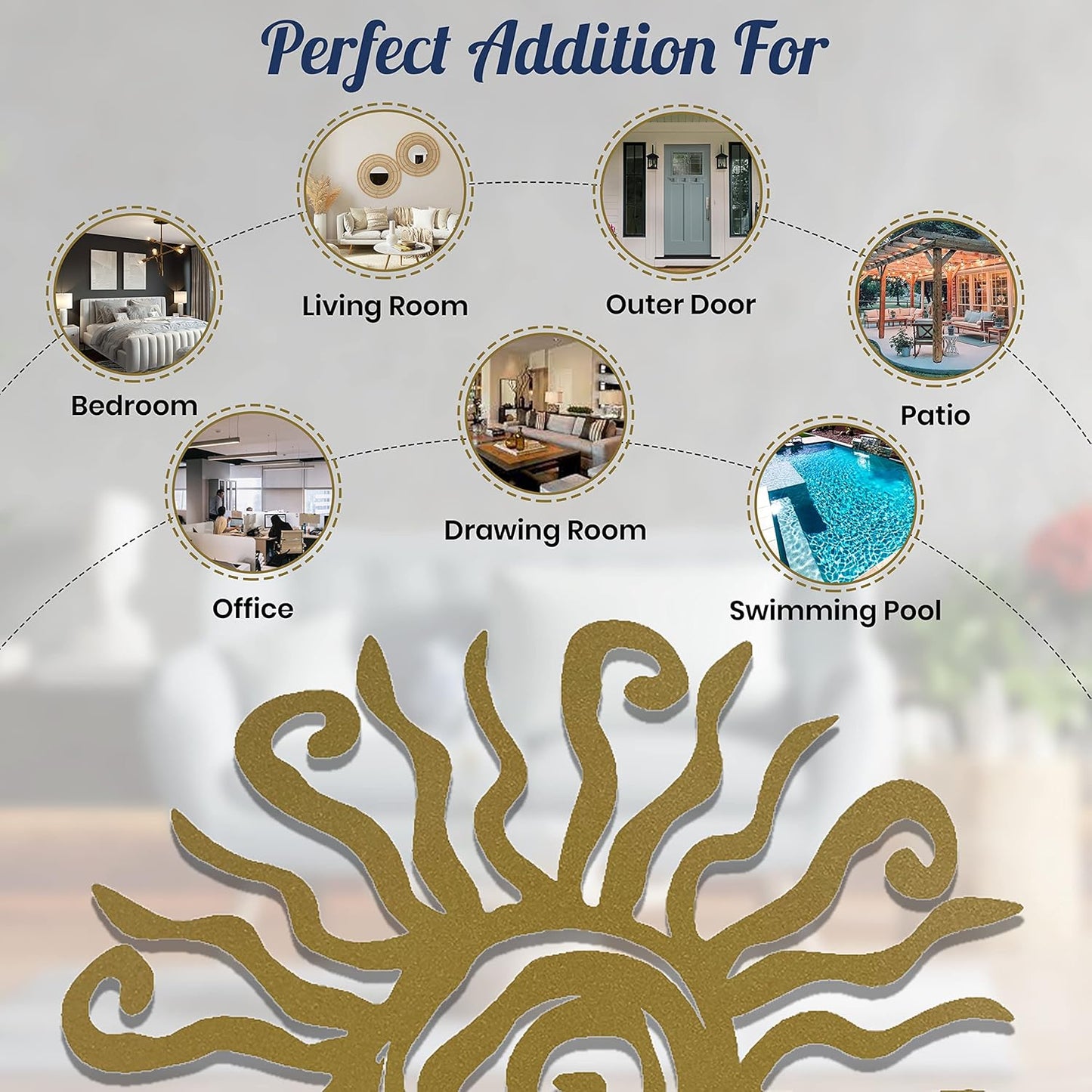 Riverside Designs Wacky Sun Metal Wall Art Indoor/Outdoor Decor - 30" Gold Rust Proof Wall