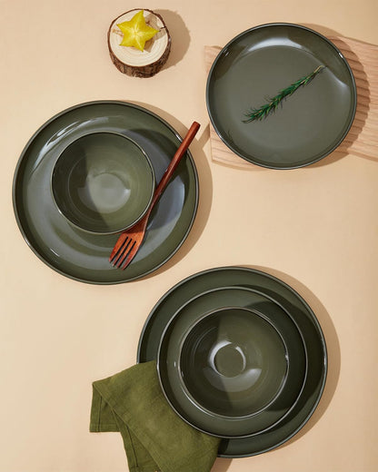 18 Piece Dinnerware Set for 6, Reactive Glaze Terracotta Plates and Bowls Set, Large Family-Sized