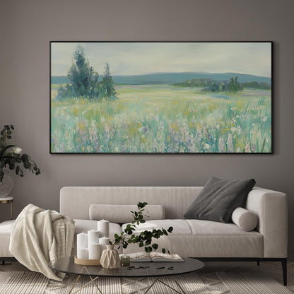 SIGNWIN 36"x72" Extra Large Framed Wall Art Wildflower Meadow Landscape Soft Pastel Nature