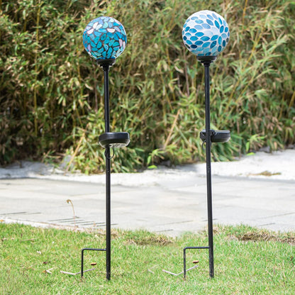 VCUTEKA Solar Lights Outdoor Decorative, Mosaic Solar Garden Light Waterpoof LED Pathway Stake