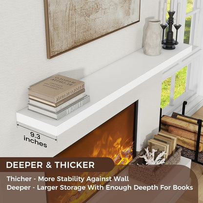 Floating Shelves for Wall, Large Wall Mounted Shelves with Invisible Brackets, Long Wood Floating