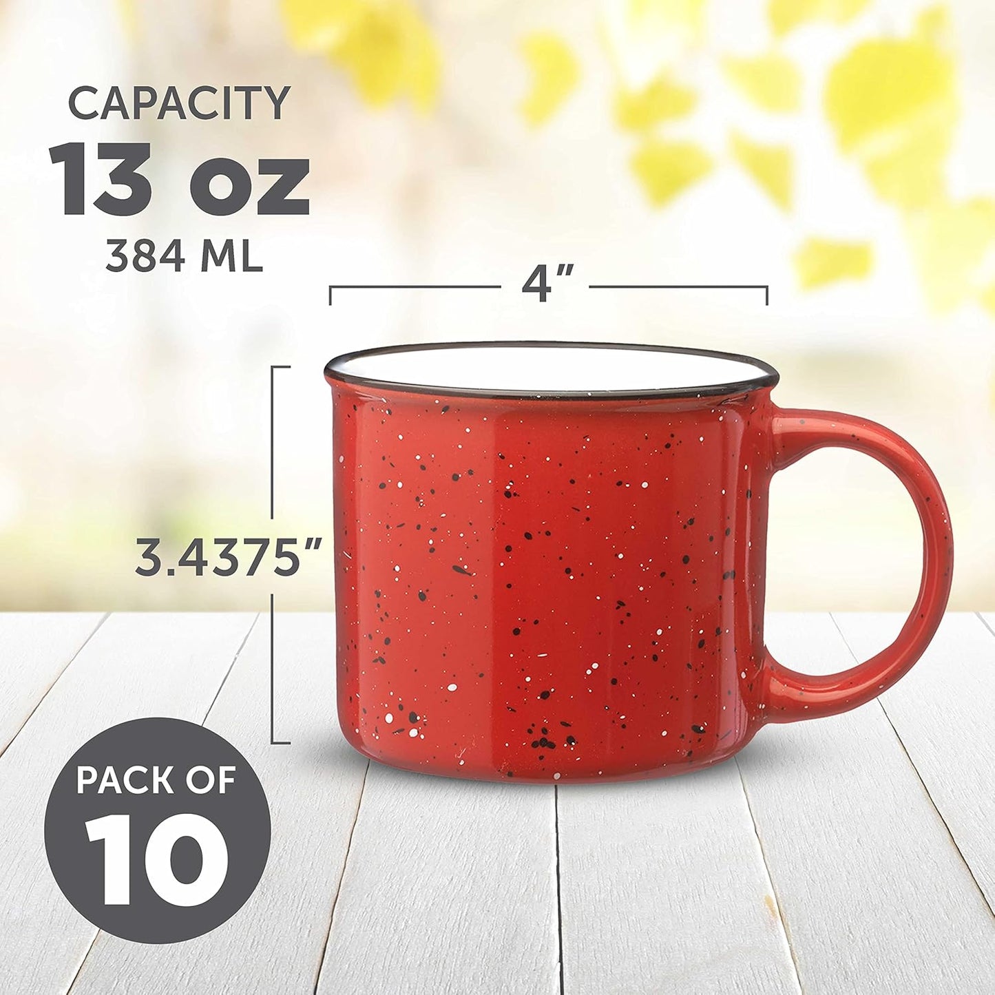 DISCOUNT PROMOS Ceramic Campfire Coffee Mugs 13 oz. Set of 10, Bulk Pack - Perfect for Tea