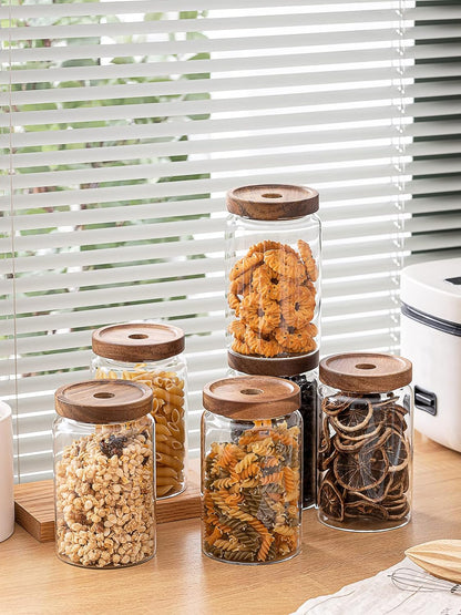 Kanwone Glass Storage Containers Set of 6, 28 Ounce Airtight Food Storage Containers with Bamboo