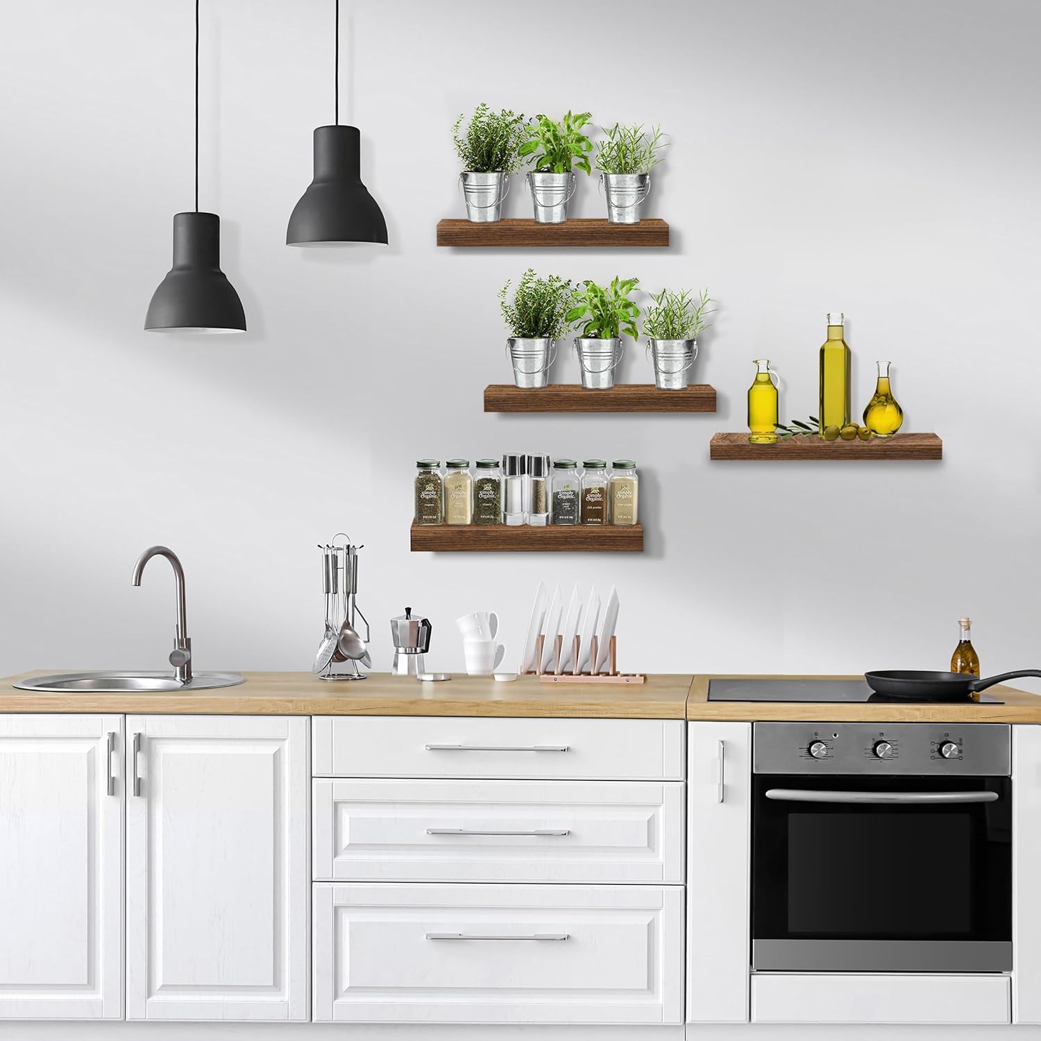 Sorbus Floating Shelves for Wall, Bathroom Shelves Wall Mounted for Kitchen, Bedroom, Living Room