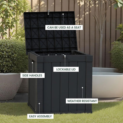 50 Gallon Storage Box, Waterproof Deck Box for Indoor & Outdoor Use, Lockable Pool Storage Bin for