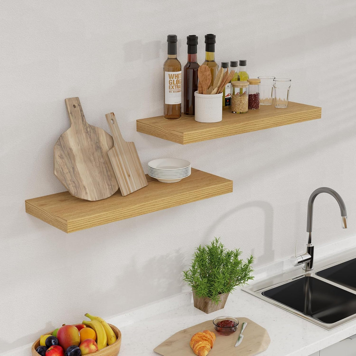 24 x 9 Floating Shelves, 9 Inch Deep Floating Shelf Wall Mounted, 24 Inch Bathroom Shelves Set of