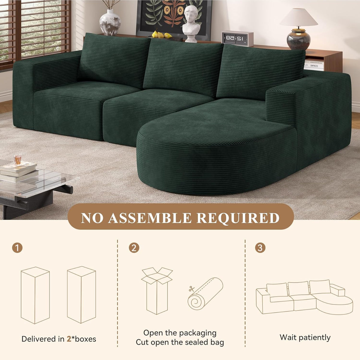 Modular Sectional Sofa with L-Shape Chaise,Cloud Sectional Modern Sleeper Couch with Deep