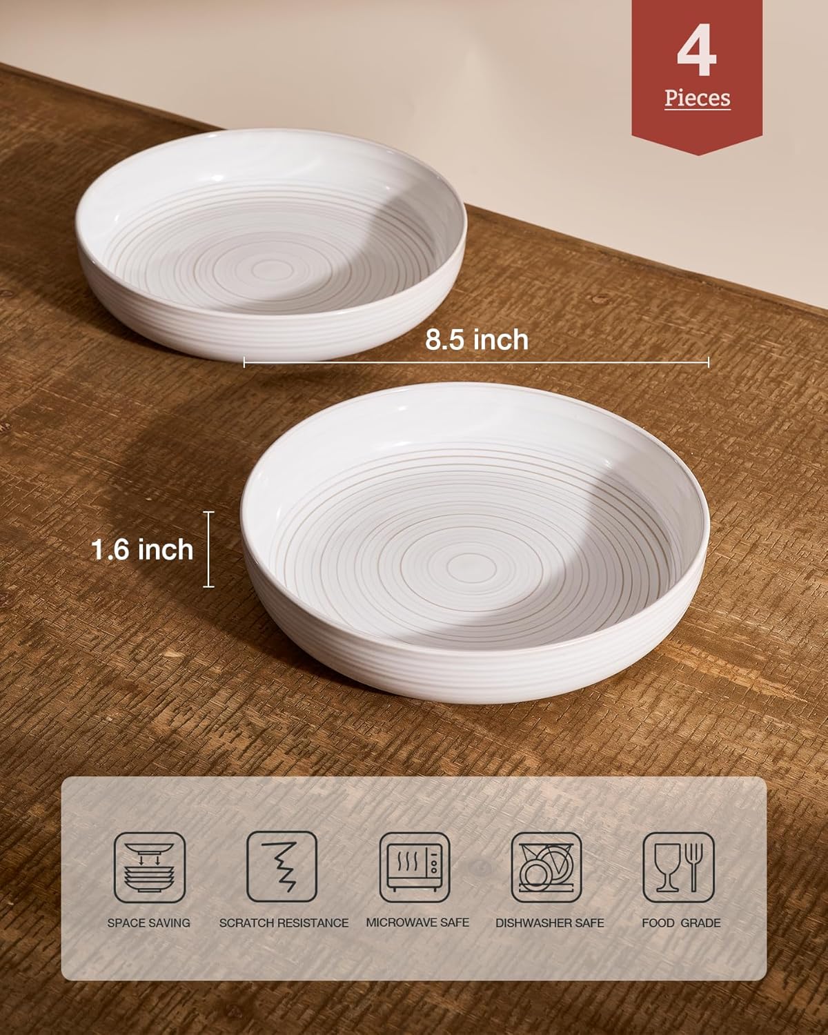 famiware Milkyway 33 oz Bowl Set, Pasta Bowls Set of 4, Salad Bowls, Double Reactive Glaze, Sturdy