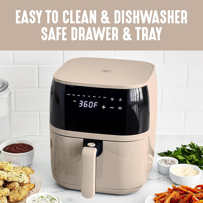 GreenLife Compact Electric Air Fryer Oven, 5.3 QT, PFAS-Free Ceramic Nonstick Drawer, 8 One Touch