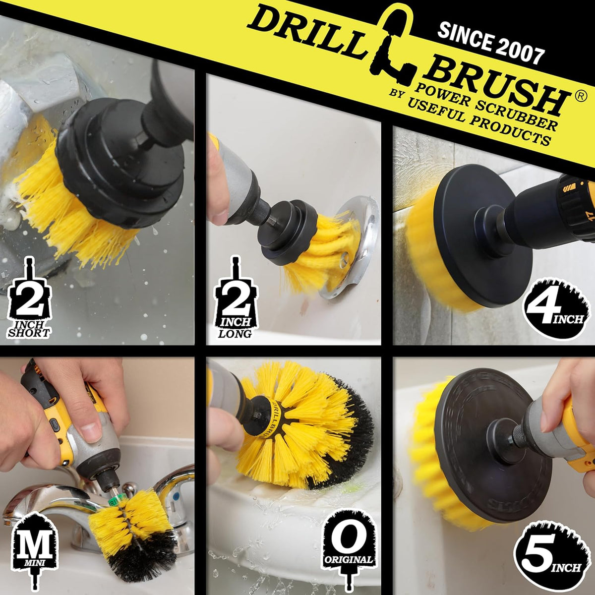 Drill Brush Attachments for Cleaning Shower, Bathroom, Grout, Tile, Bathtub, Bath Mat, Sink, Tile