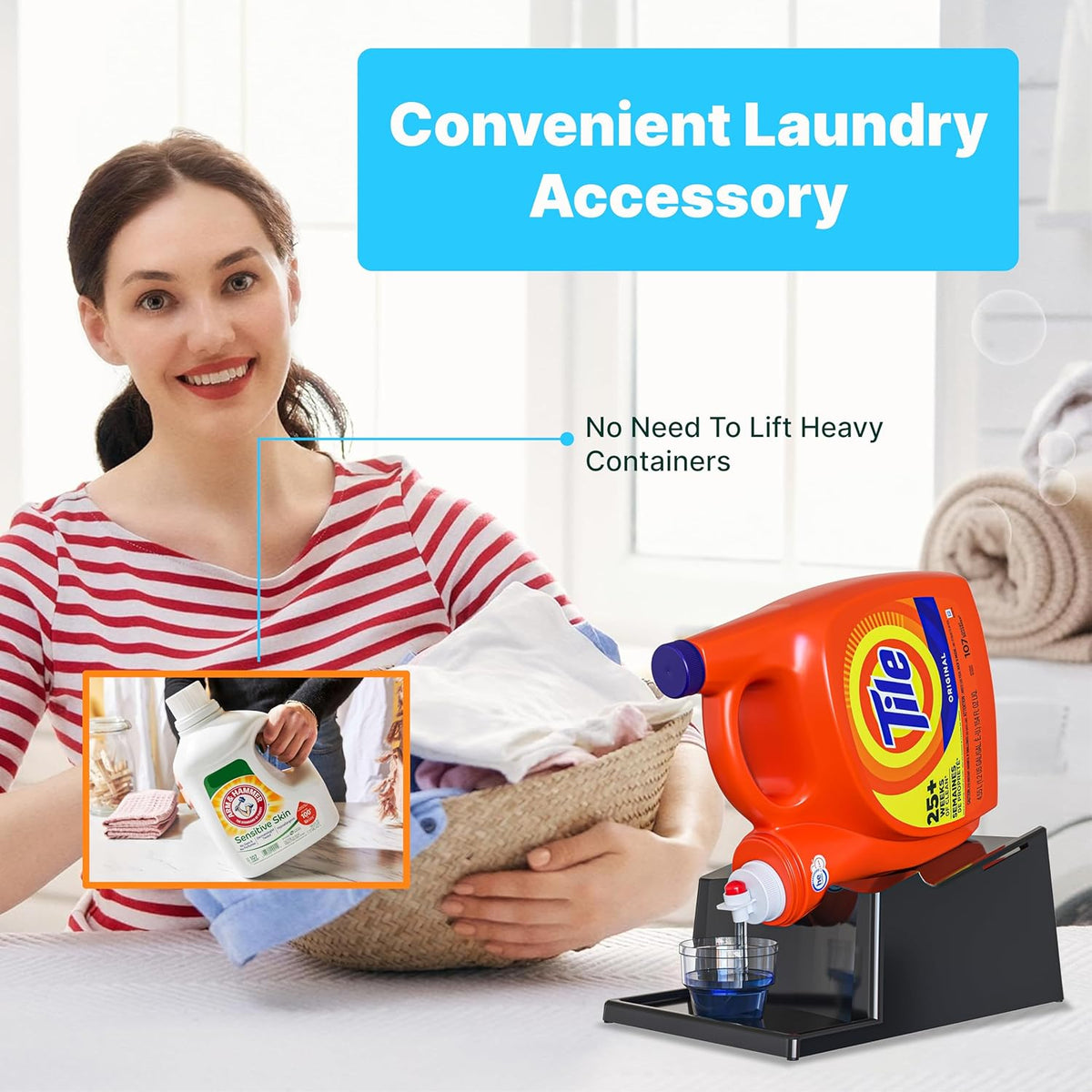 TidyFriend No-Spill Liquid Laundry Detergent Dispenser Holder, Laundry Soap Dispenser Holder with