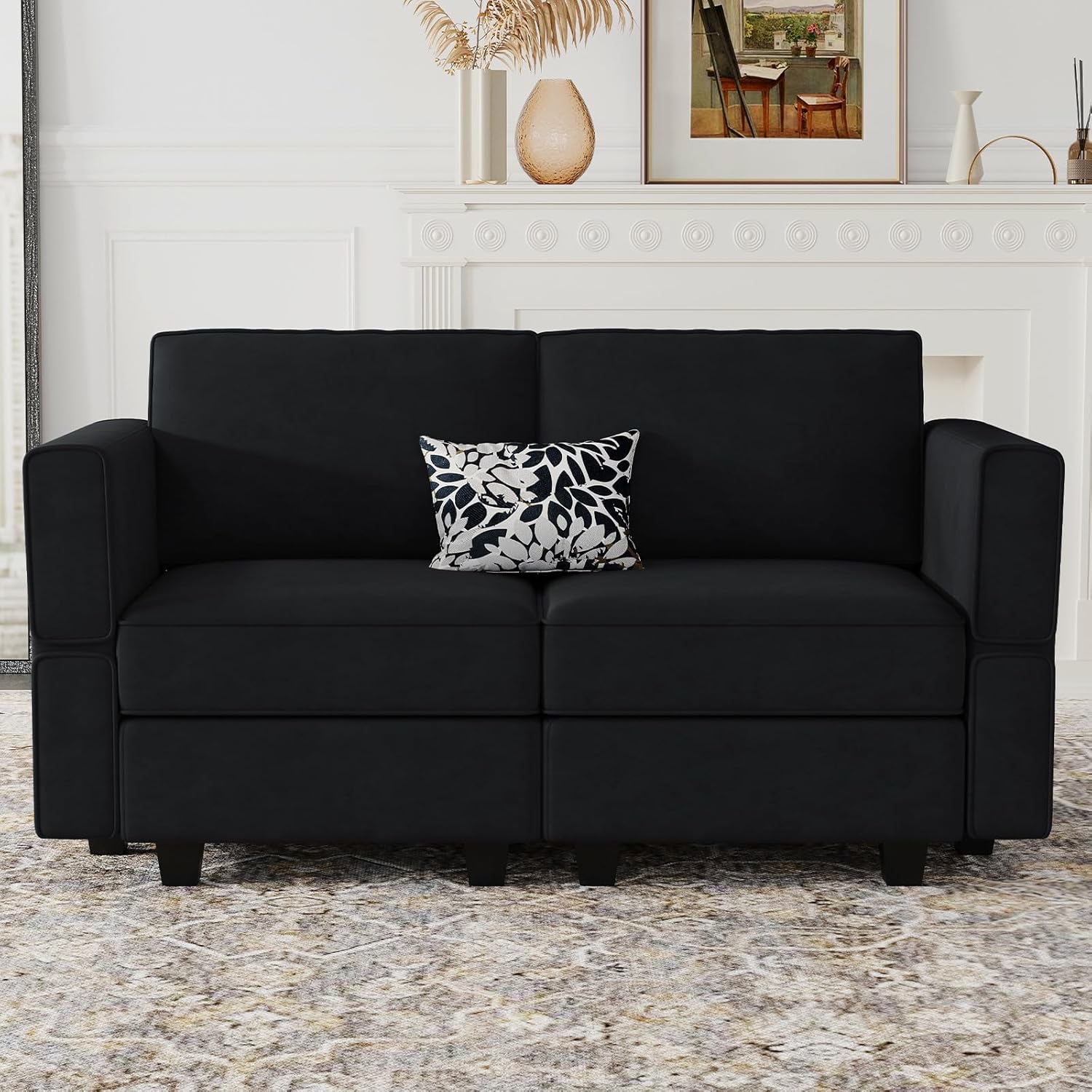 Belffin Modular Loveseat Sofa Couch with Storage Seats Velvet 2 Seater Love Seats for Small Spaces