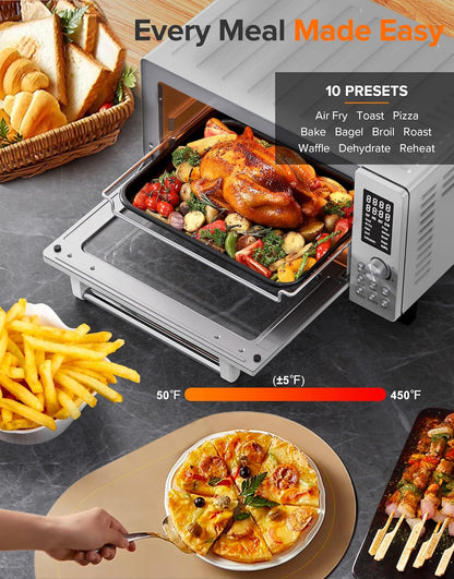 Nuwave Bravo Pro Smart 21QT Toaster Oven Air Fryer Combo, Convection Oven Countertop, 10 functions