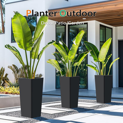 Tall Planters for Outdoor Plants, Large Resin Flower Pots for Garden, Front Porch, Patio, Indoor