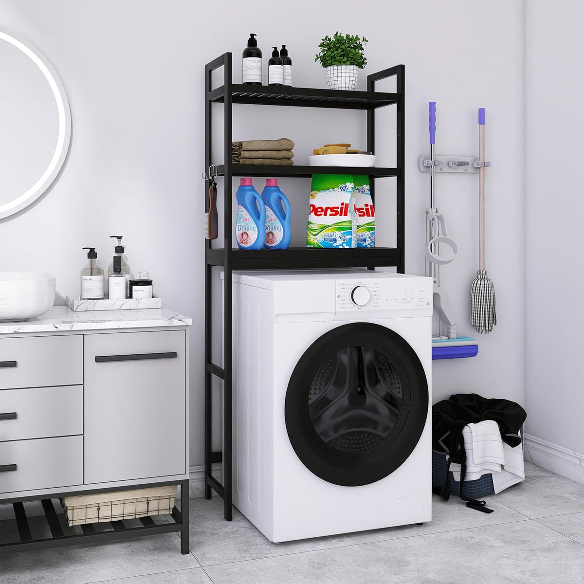 SMIBUY Bathroom Storage Shelf, Bamboo Over-The-Toilet Organizer Rack, Freestanding Toilet Space
