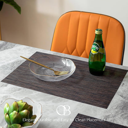 Placemats Set of 4 - Easy Clean Woven Vinyl Placemats for Dining Table, Indoor/Outdoor Place Mats