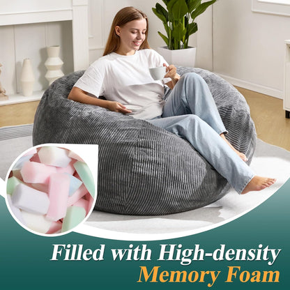 3.5FT Bean Bag Chairs Teardrop Bean Bag Chair for Adults Beanbag Chair with Memory Foam Filled