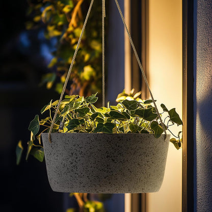 La Jolie Maison Large Hanging Planters - 12 Inch Outdoor Flower Pots, Rock Gray Hanging Garden