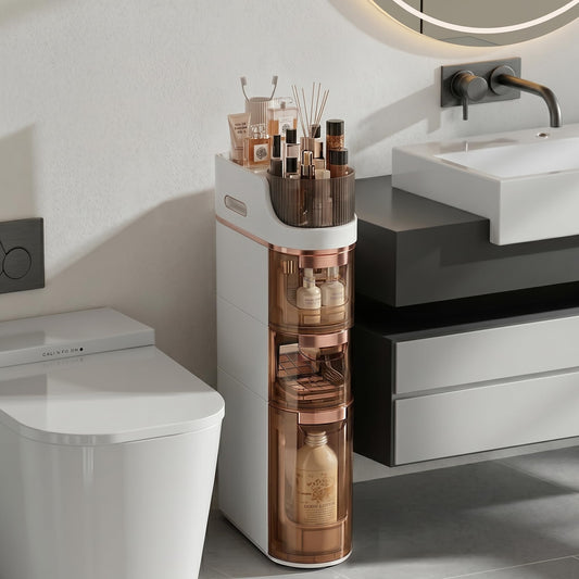 VECELO 3-Tier Slim Bathroom Storage Cabinet with Wheels, Skinny Bathroom Storage Cabinet with