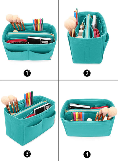 LEXSION Felt Purse Bag Organizer Insert with zipper Bag Tote Shaper Fit Speedy Neverful PM MM