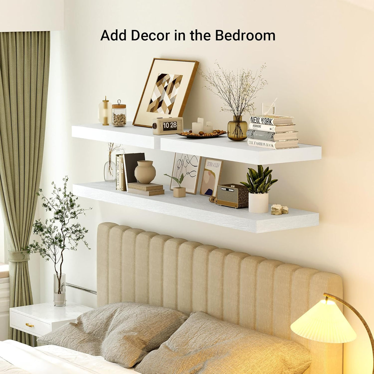 Heimlove 12" Deep Floating Shelves, 36 x 12 Inch Wall Mounted Long Floating Shelf with Invisible