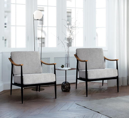 Modern Accent Chairs Set of 2 for Living Room Bedroom Mid Century Arm Chairs Upholstered Office
