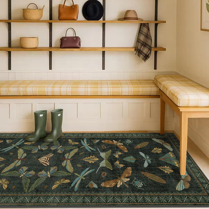 8 ft Long Hallway Runner Rug - Boho Green Rug for Kitchen Floor, Entrance Indoor, Washable Wide