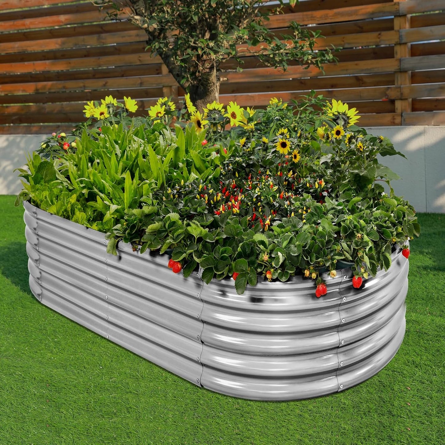 Land Guard 4×2×1.5ft Galvanized Raised Garden Bed Kit, Galvanized Planter Garden Boxes Outdoor