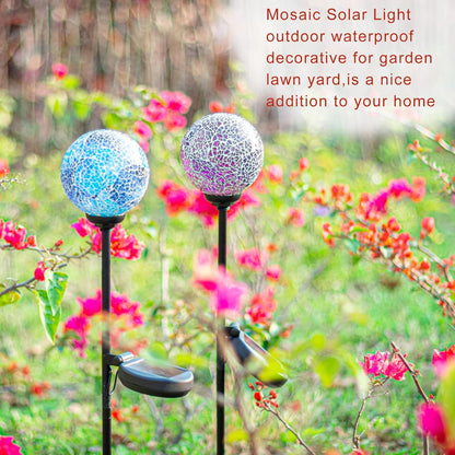 VCUTEKA Solar Garden Decorative Lights Outdoor, Mosaic Solar Light Waterproof LED Pathway Stake