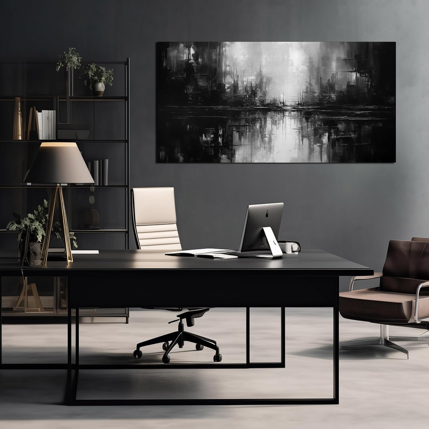 TYTAUPT Abstract Canvas Wall Art For Living Room Black and White Wall Art For Office Bedroom Wall