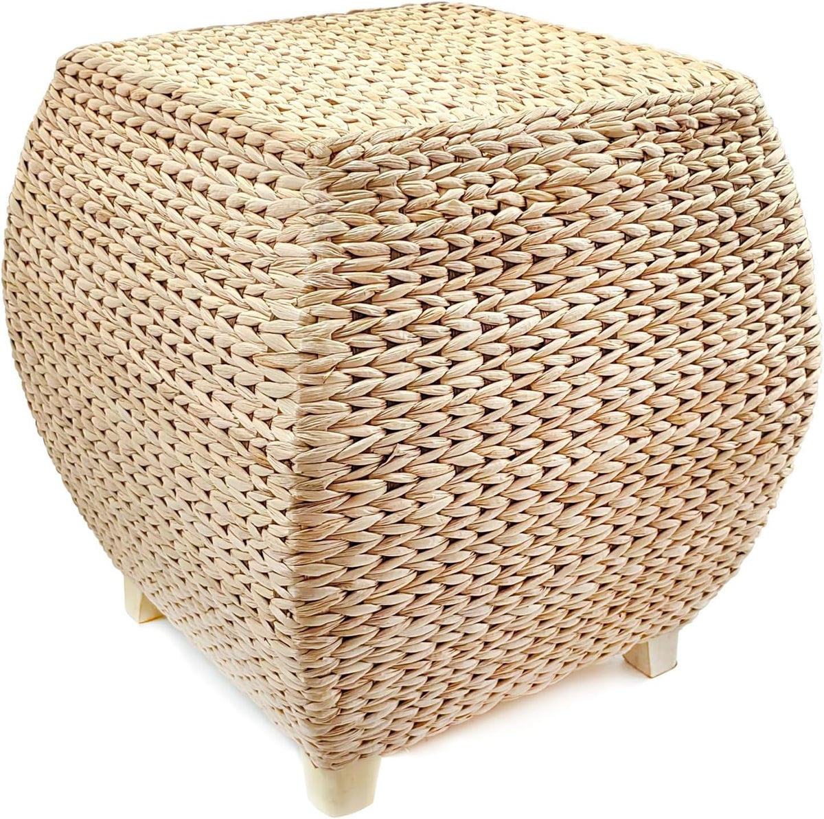 Square Poufs Ottoman,Hand Woven Natural Braided Cattail Ottomans Pouf for Patio,Home,Office,Living