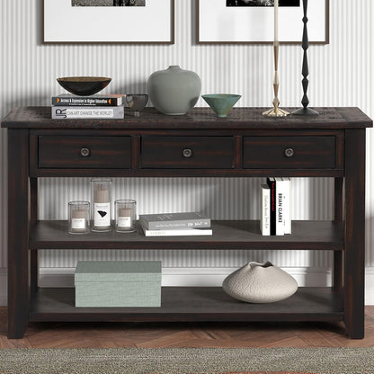 Farmhouse Wood Entryway Console Table 48-Inch Modern Sofa Entry Table with Drawers and Storage