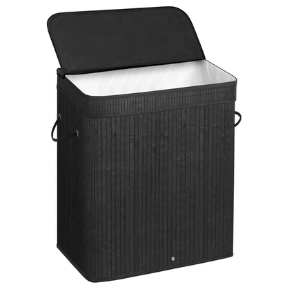 SONGMICS Laundry Hamper with Lid, Bamboo Laundry Basket, Removable Machine Washable Laundry Basket