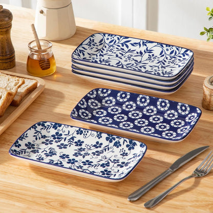 vancasso Selene 9.5 Inch Rectangular Dinner Plates Set of 6, Ceramic Salad Plates for Dessert