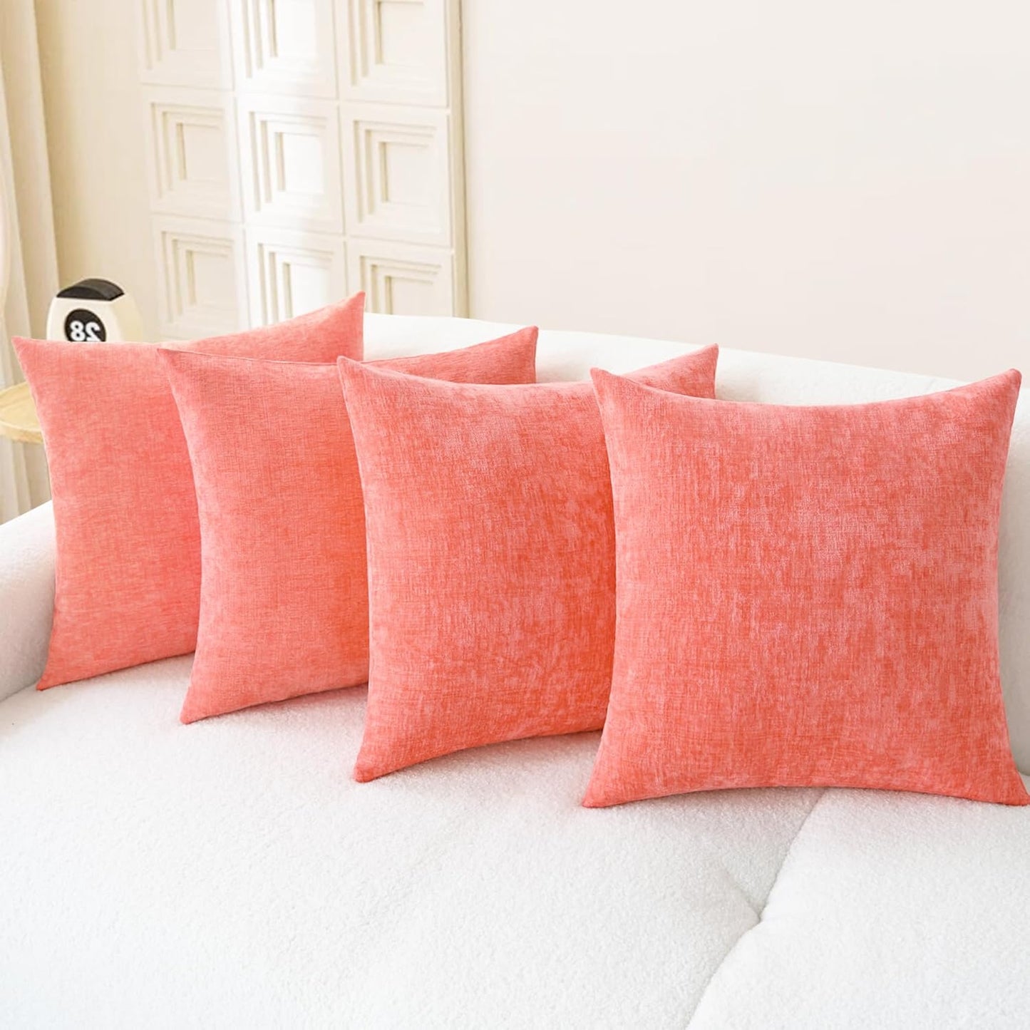 CaliTime Throw Pillow Covers Decorative 18 X 18 Inches Pack of 4 Cozy Chenille Cushion Cases for