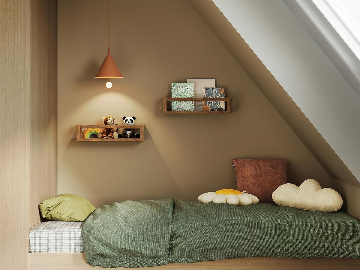 Upgraded Thick Floating Shelves - Multi-Use Wall-Mounted Bookshelves for Kids and Nursery, Ideal