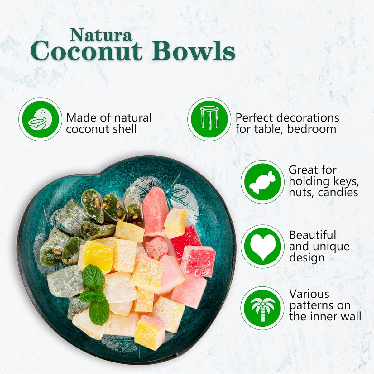 Coconut Bowls Decorative Candy Dish - Heart Acai Bowl, Natural Wooden Candy Dish, Key Bowl Holder