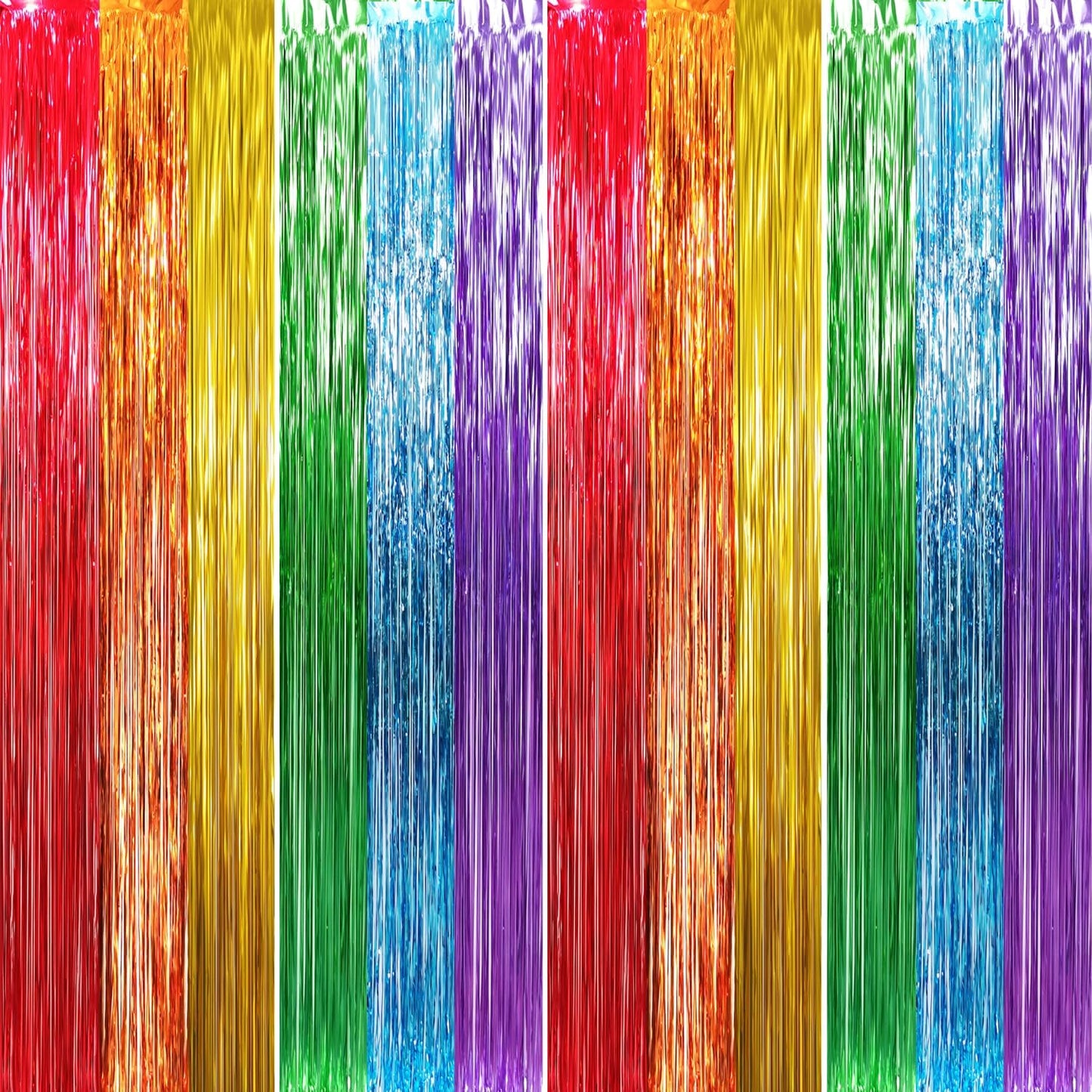 GOER 3.2 ft x 8.2 ft Metallic Tinsel Foil Fringe Curtains Party Photo Backdrop Party Streamers for