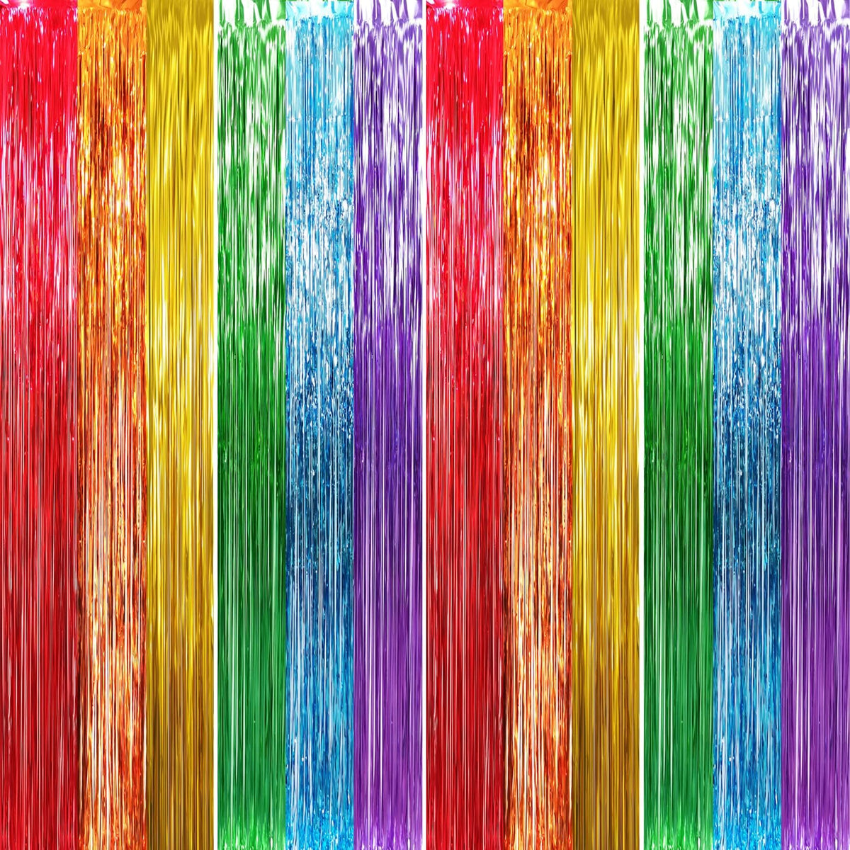 GOER 3.2 ft x 8.2 ft Metallic Tinsel Foil Fringe Curtains Party Photo Backdrop Party Streamers for