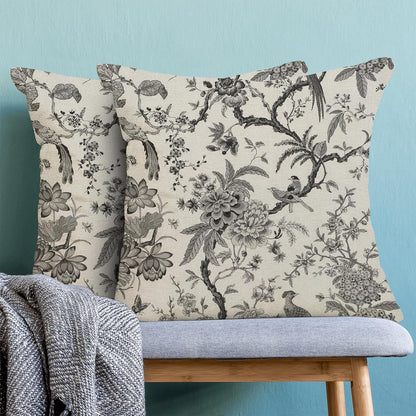 CXMEIFLY Spring Floral Birds Pillow Covers 20 x 20 Inch Set of 2 for Chinoiserie Flowers Decor