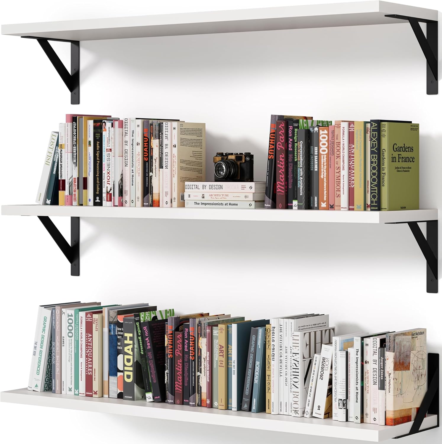 White Wall Shelves, 36 Inches Floating Book Shelves, Long Wall Shelf, Hanging Book Shelves, Long