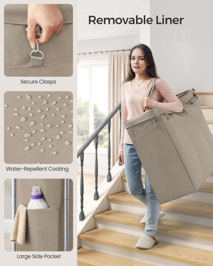 SONGMICS Laundry Basket with Wheels, 3-Section, 52.7 Gallons (199.5 L)
