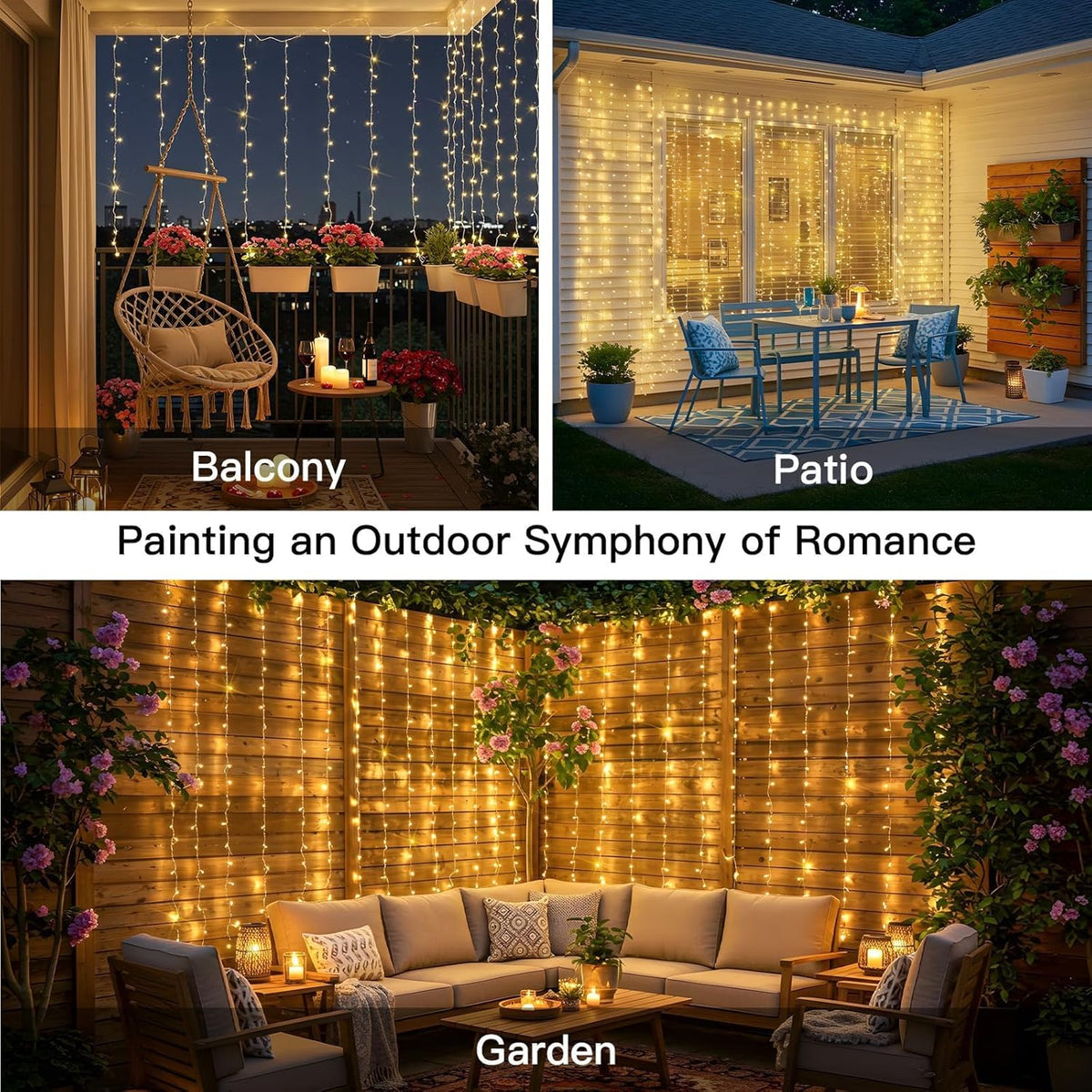 suddus Curtain Lights for Bedroom, 200 Led Hanging String Light Outdoor, Fairy Curtain Lights