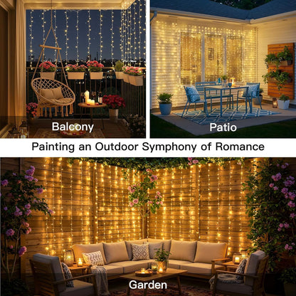 suddus Curtain Lights for Bedroom, 200 Led Hanging String Light Outdoor, Fairy Curtain Lights